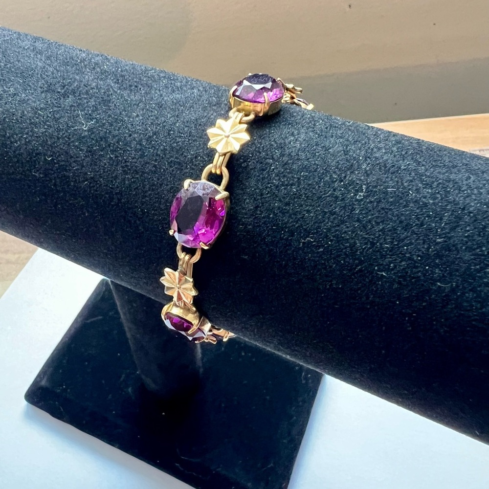 12k GF Gold Vintage Bracelet - Purple & Gold
